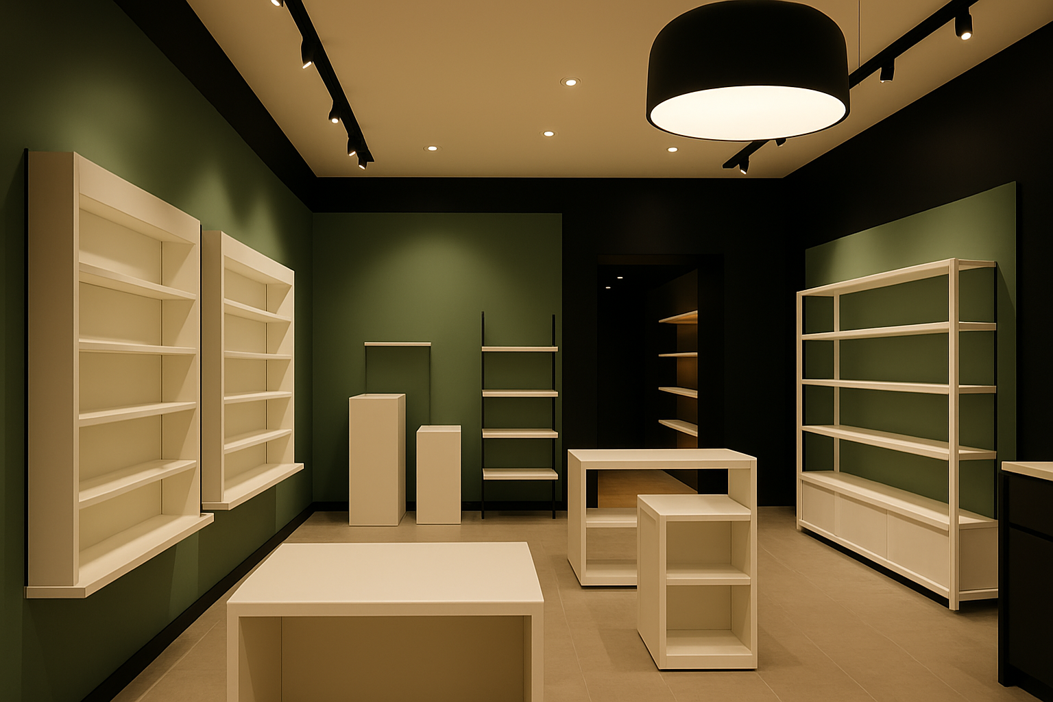 images d'un magasin soft vert noir avec des trew blanc